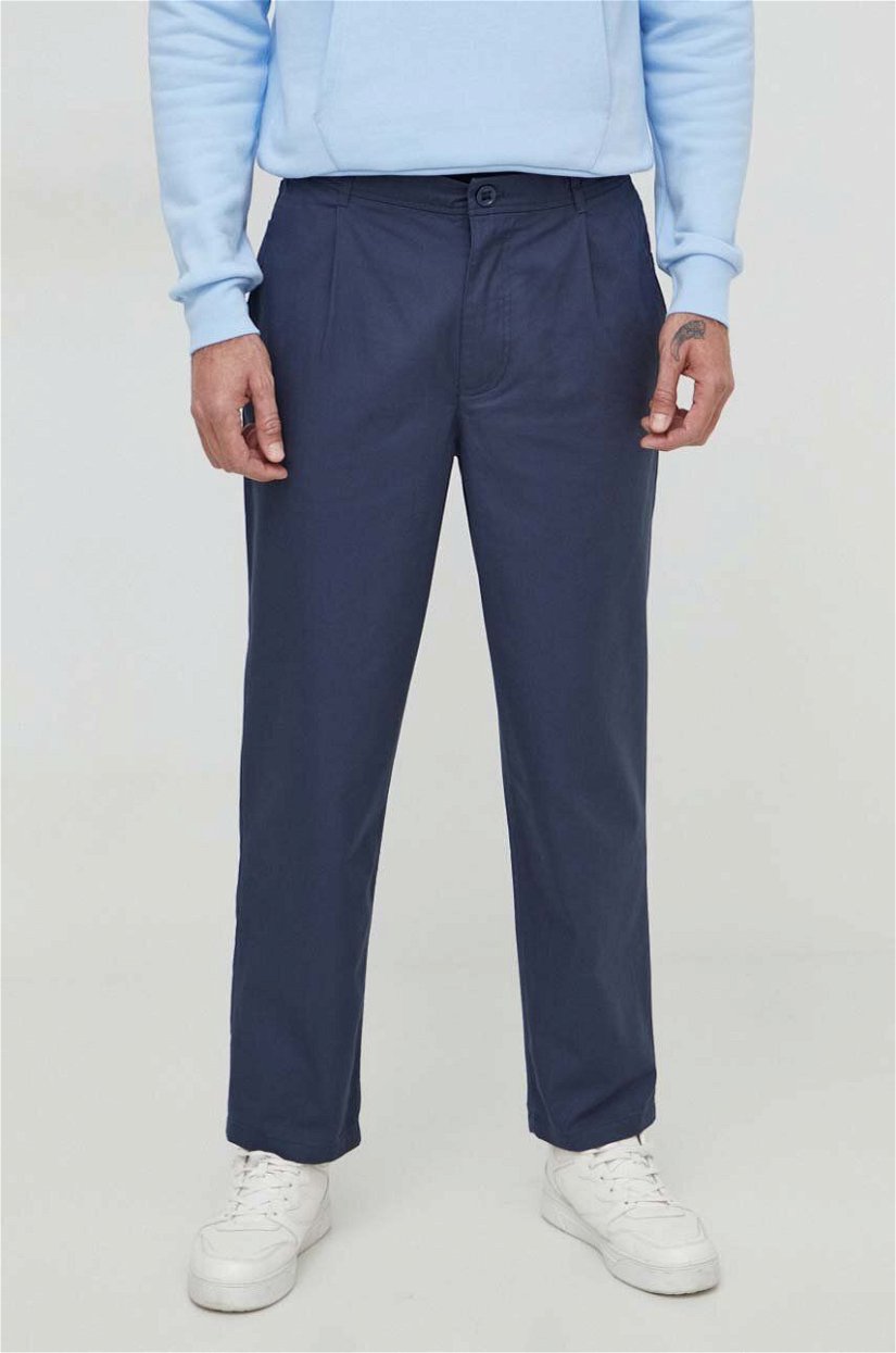 Desigual pantaloni barbati, culoarea albastru marin, drept
