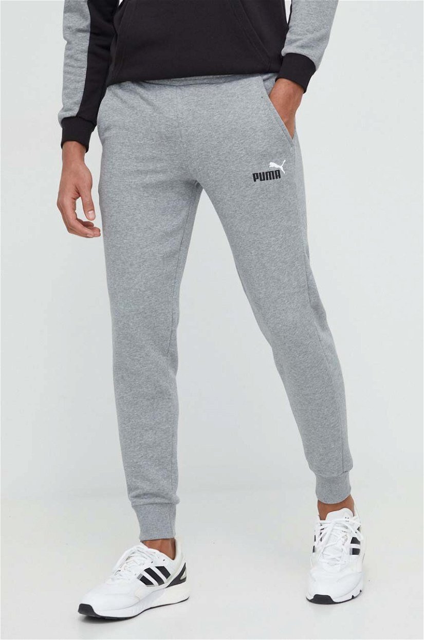 Puma pantaloni bărbați, culoarea gri, uni 586768