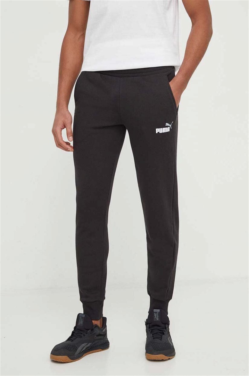 Puma pantaloni bărbați, culoarea negru, uni 586768
