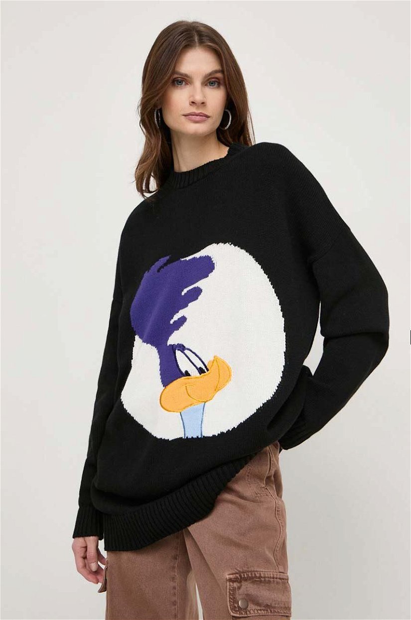 MAX&Co. pulover de bumbac x CHUFY culoarea negru, călduros