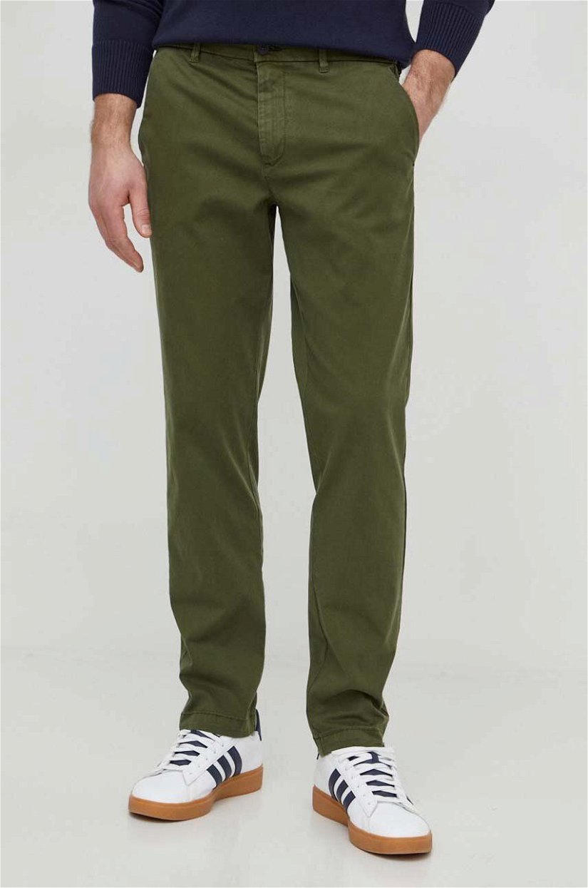United Colors of Benetton pantaloni barbati, culoarea verde, drept