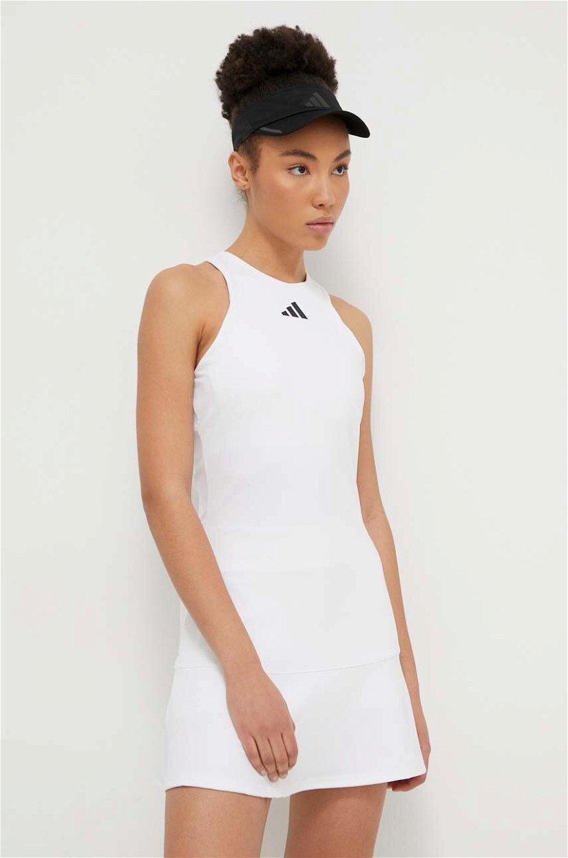adidas Performance rochie sport culoarea alb, mini, drept IS7233