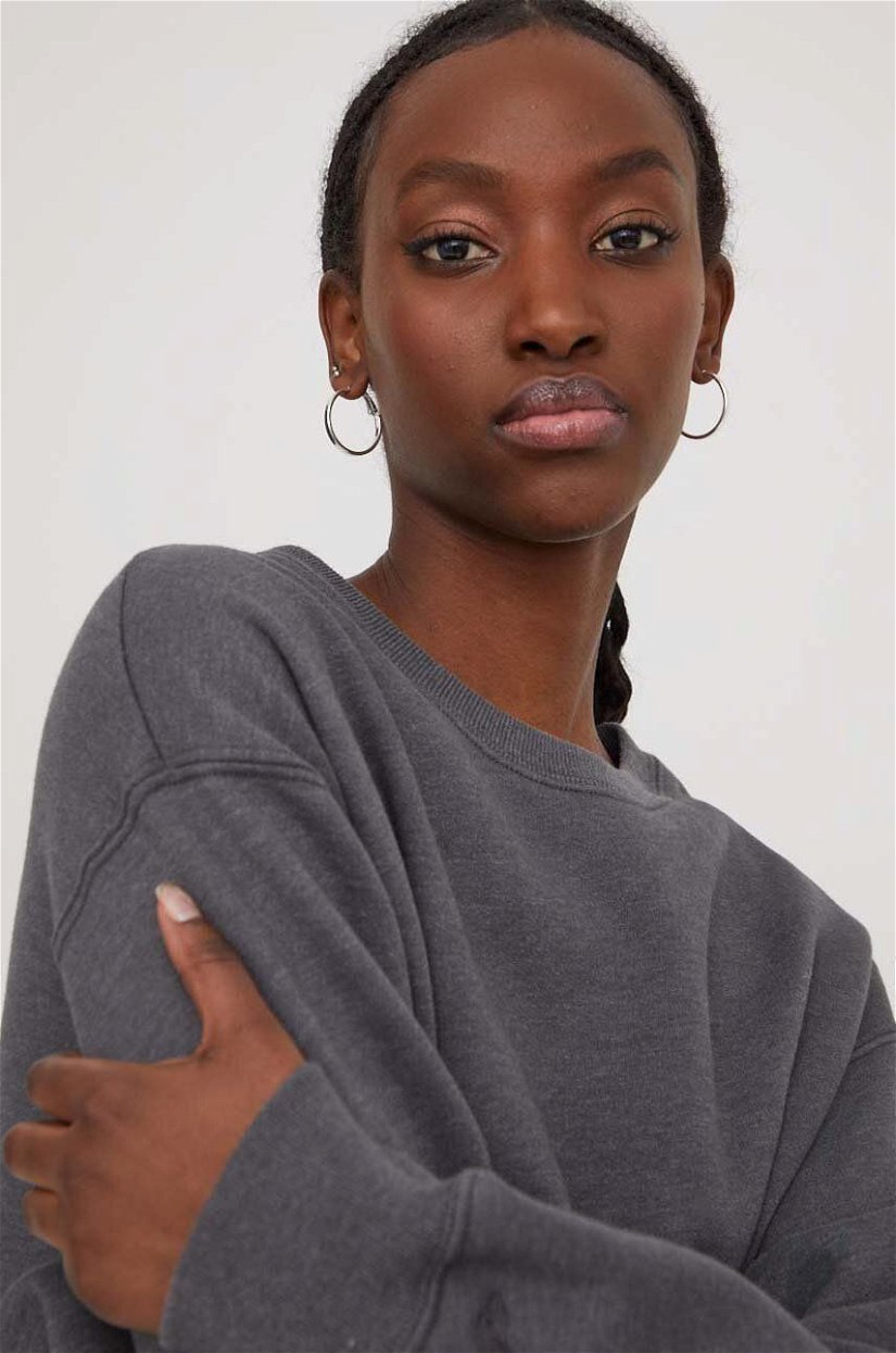 Hollister Co. bluza femei, culoarea gri, neted