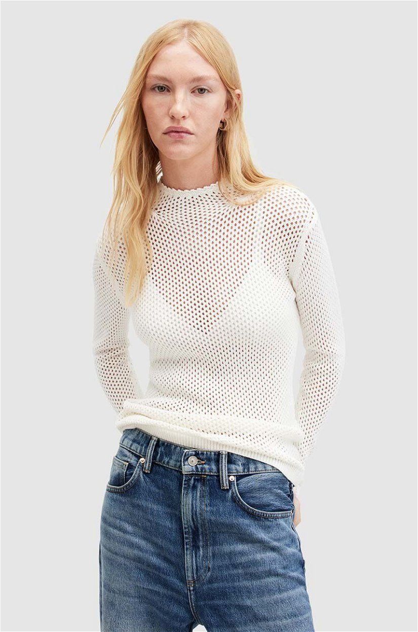 AllSaints pulover AVRIL femei, culoarea alb, cu turtleneck