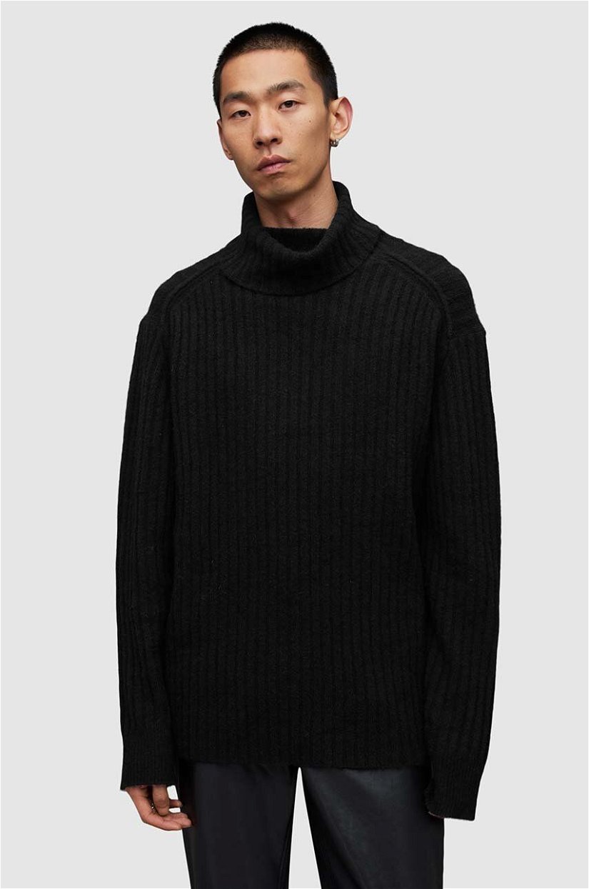 AllSaints pulover de lana VARID culoarea negru, călduros, cu guler