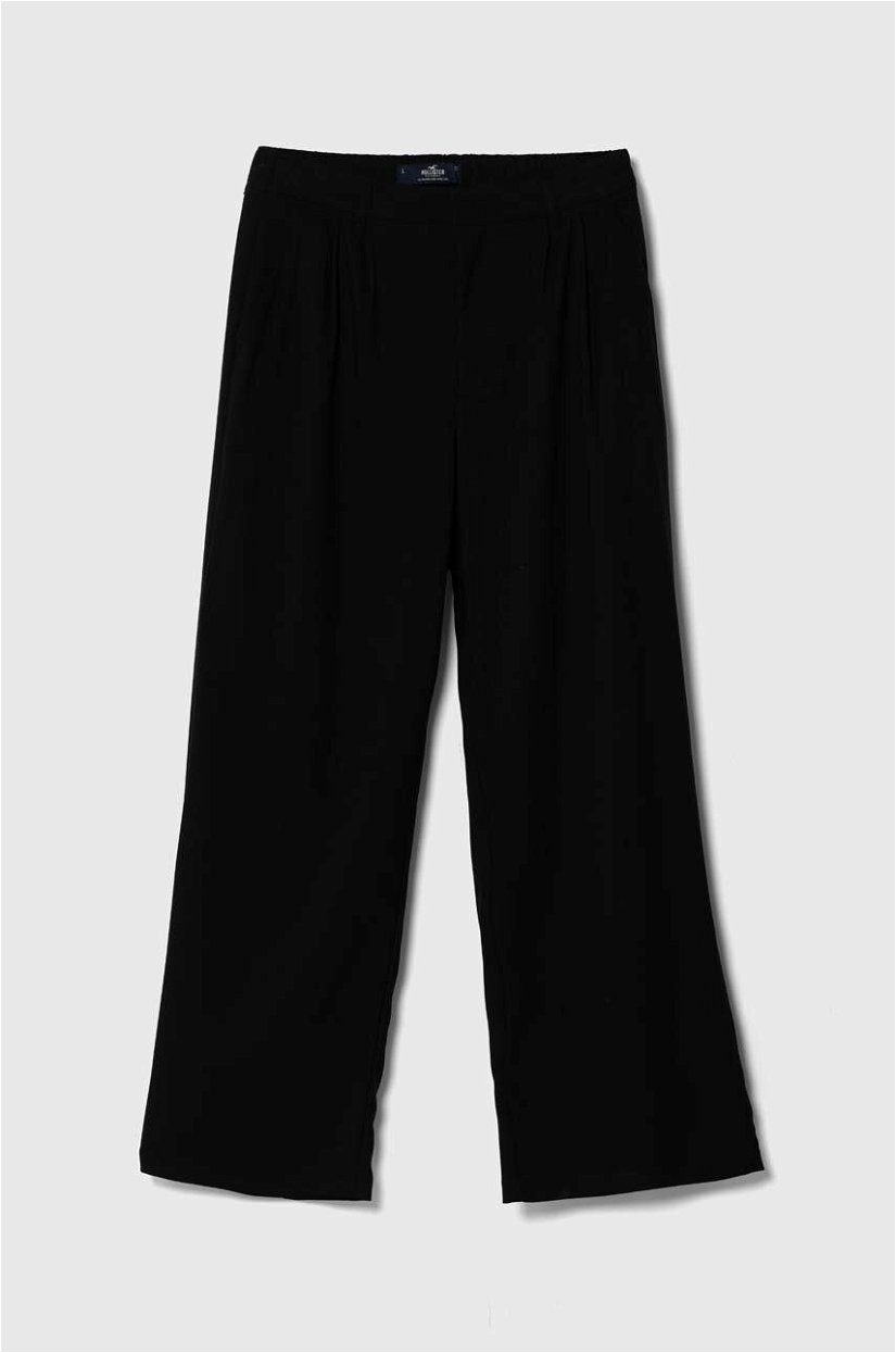 Hollister Co. pantaloni femei, culoarea negru, lat, high waist
