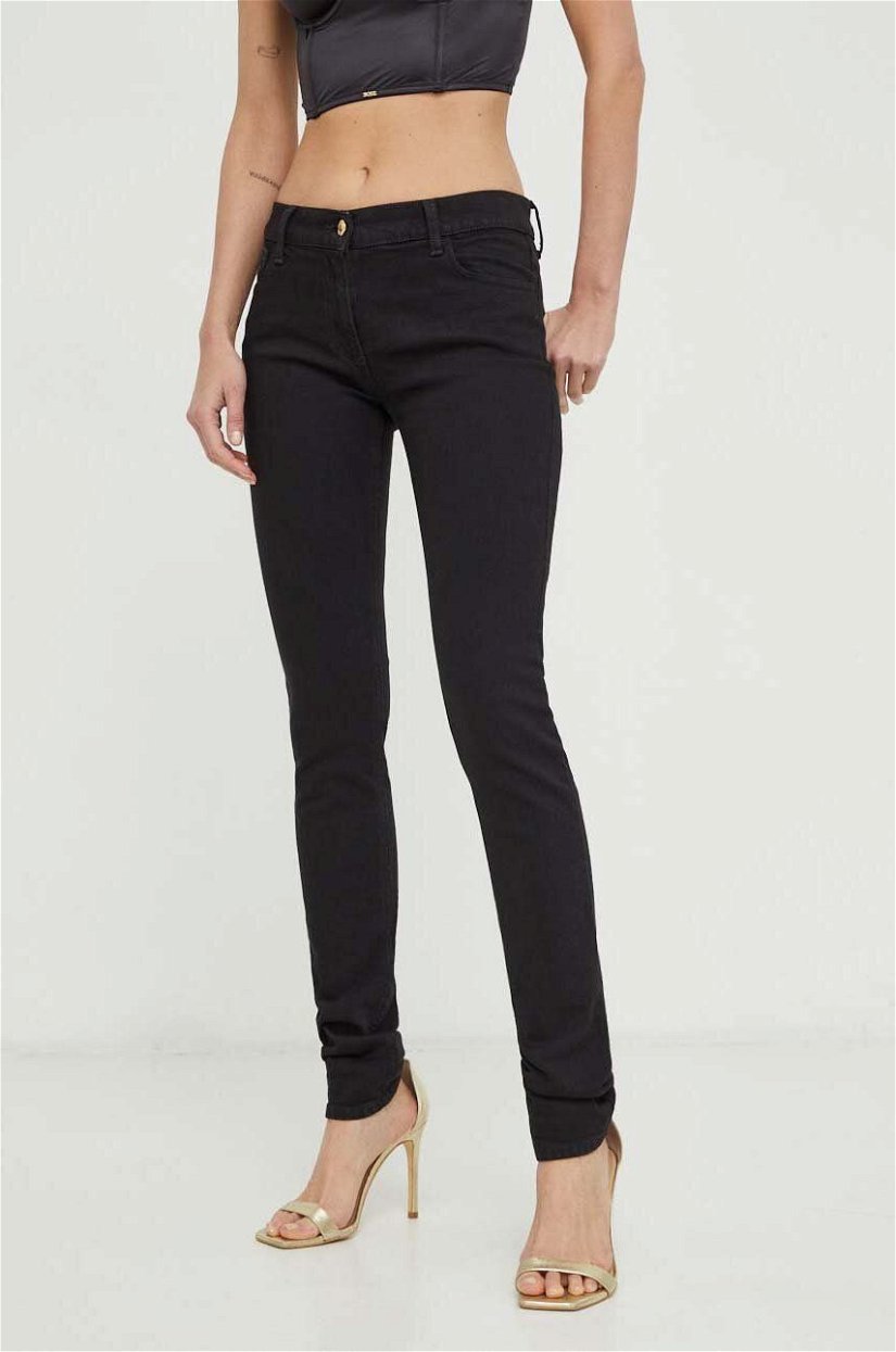Elisabetta Franchi jeansi femei, culoarea negru