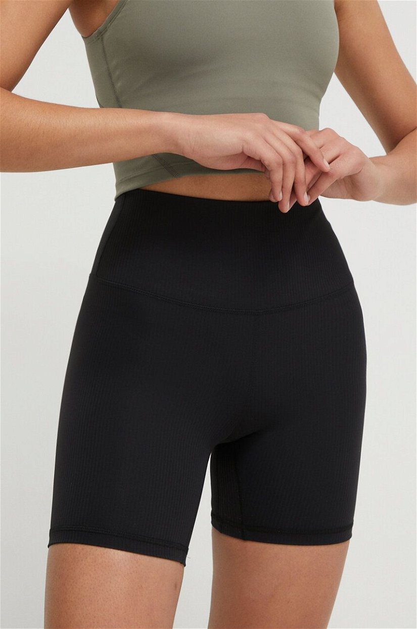 JOYINME pantaloni scurți de yoga Ribbed culoarea negru, neted, high waist