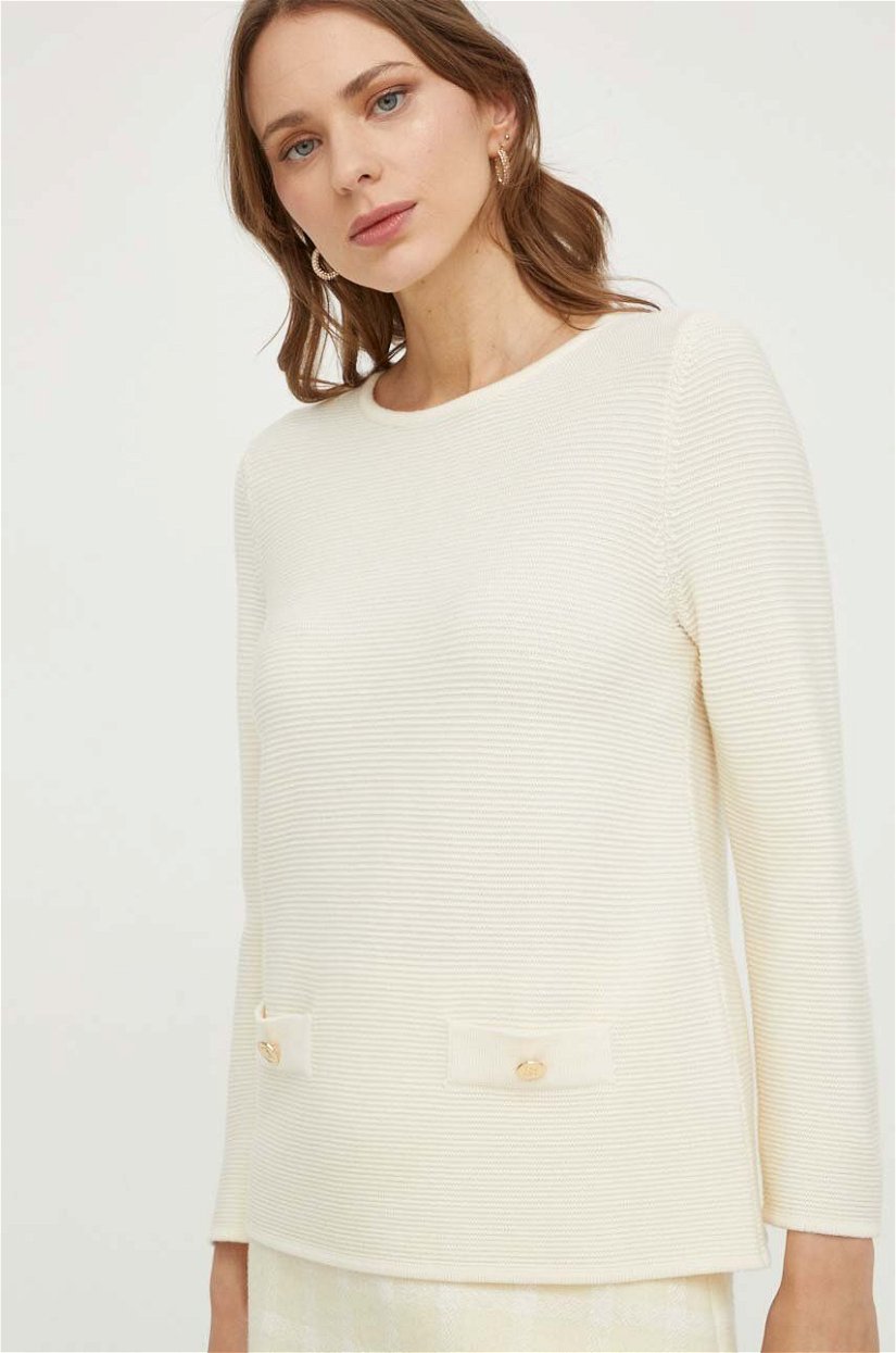 Luisa Spagnoli pulover de lana femei, culoarea bej