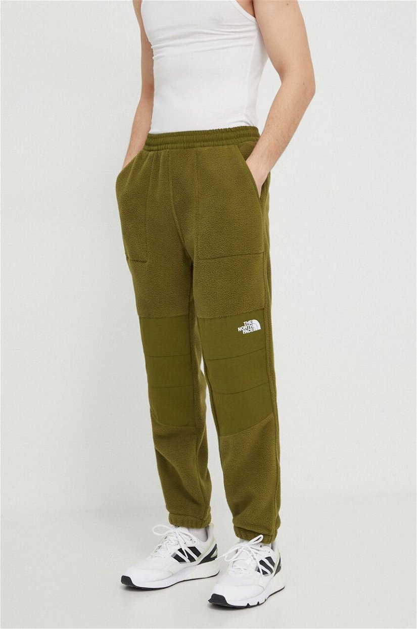 The North Face pantaloni de trening culoarea verde, neted