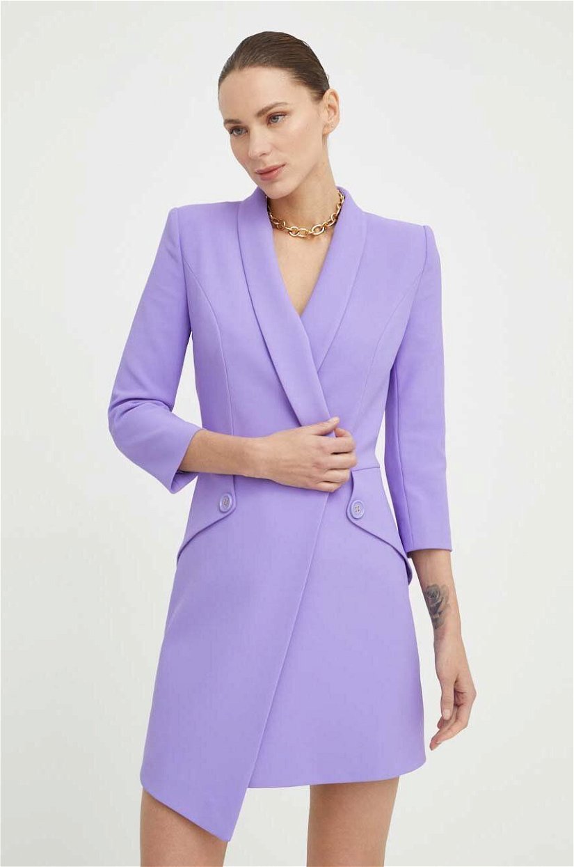 Elisabetta Franchi rochie culoarea violet, mini, mulata