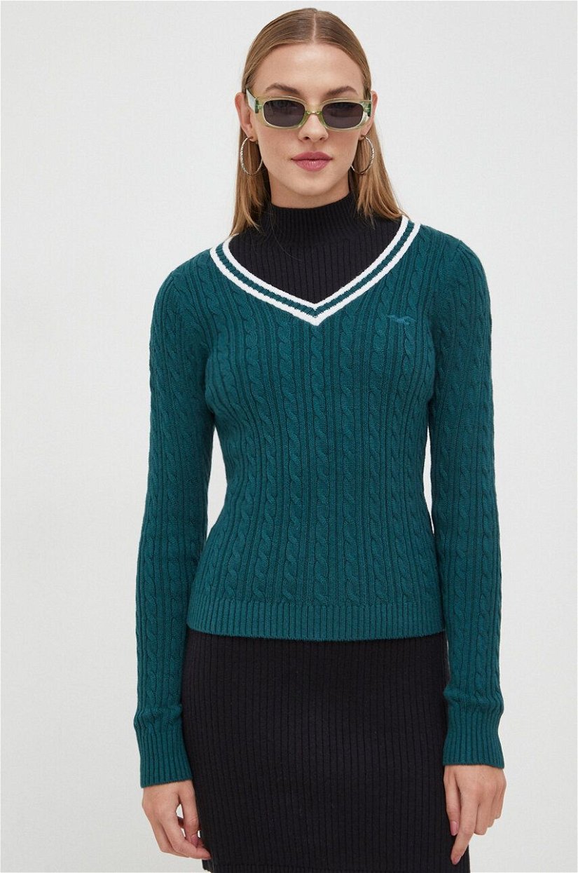 Hollister Co. pulover femei, culoarea verde, light