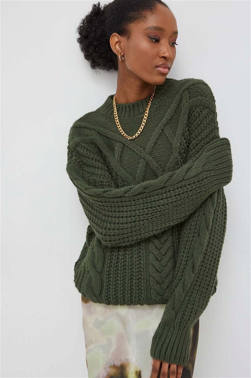 Answear Lab pulover femei, culoarea verde, călduros, cu turtleneck