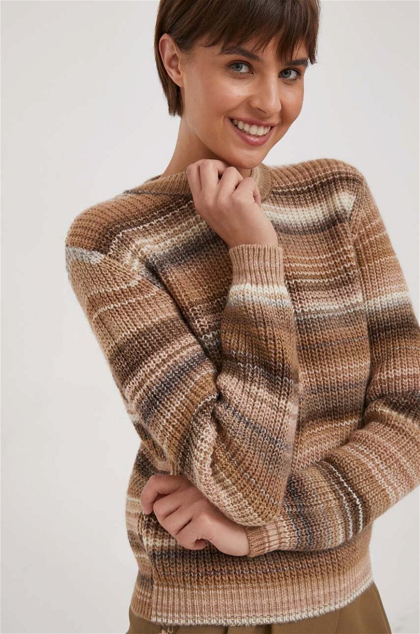 United Colors of Benetton pulover de lana femei, culoarea maro