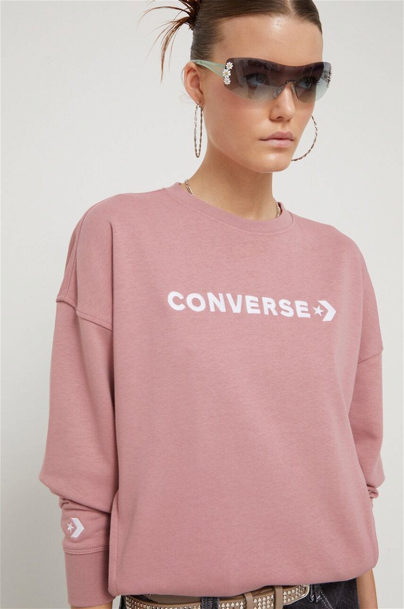 Converse bluza femei, culoarea roz, cu imprimeu