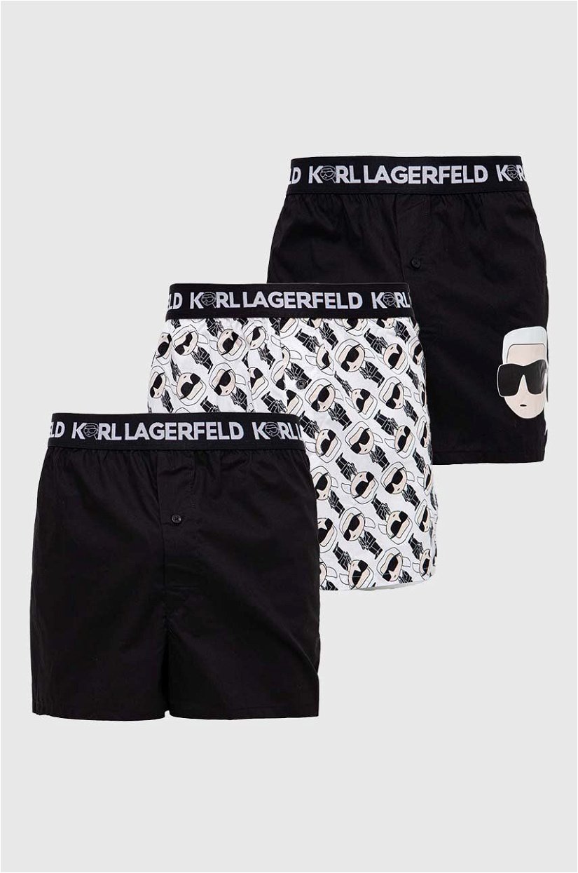 Karl Lagerfeld boxeri de bumbac 3-pack culoarea negru