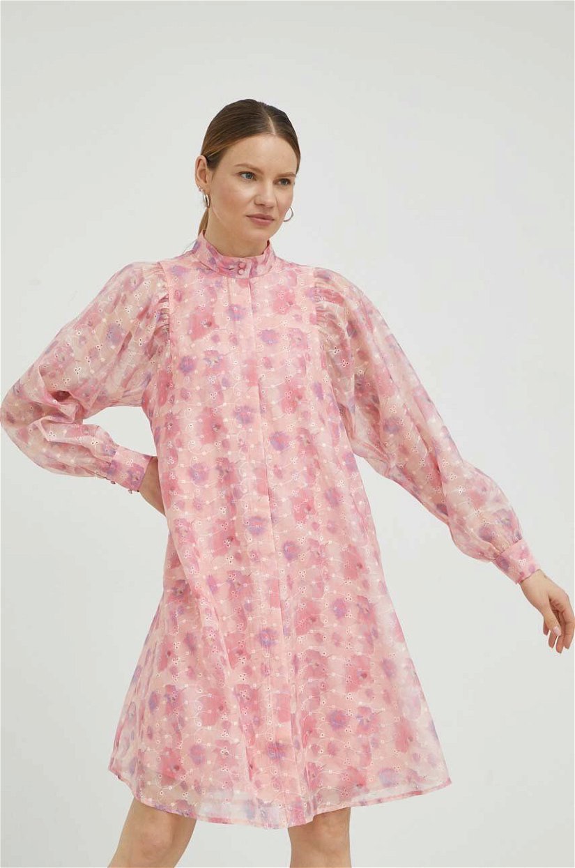 Bruuns Bazaar rochie culoarea roz, mini, oversize