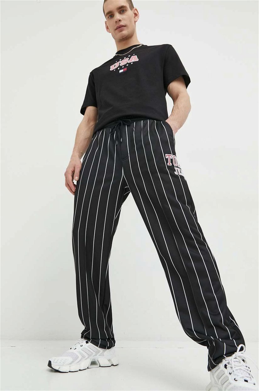 Tommy Jeans pantaloni de trening culoarea negru, modelator