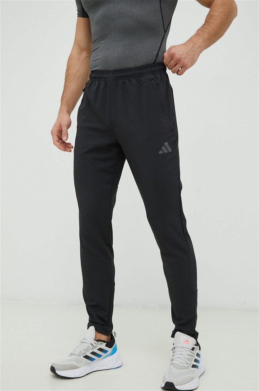 Adidas Performance pantaloni de antrenament Training Essentials barbati, culoarea negru, neted