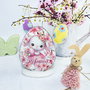 Decoratiune din lemn - Ou de Paste personalizat cu suport - Sweet bunny