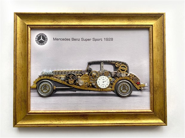 Mercedes Benz Super Sport 1928 Cod M 639・Steampunk Car・Decor Vintage・Cadouri personalizate・Cadouri de lux