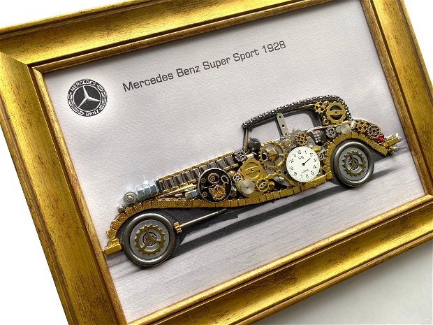 Mercedes Benz Super Sport 1928 Cod M 639・Steampunk Car・Decor Vintage・Cadouri personalizate・Cadouri de lux