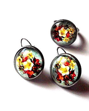 Set cu sticla cu motiv floral 45885