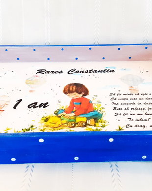 Tavita/set de mot vintage baietel cu escavator