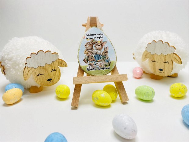 Ousor de Paste cu magnet personalizat - Charming Bunnies