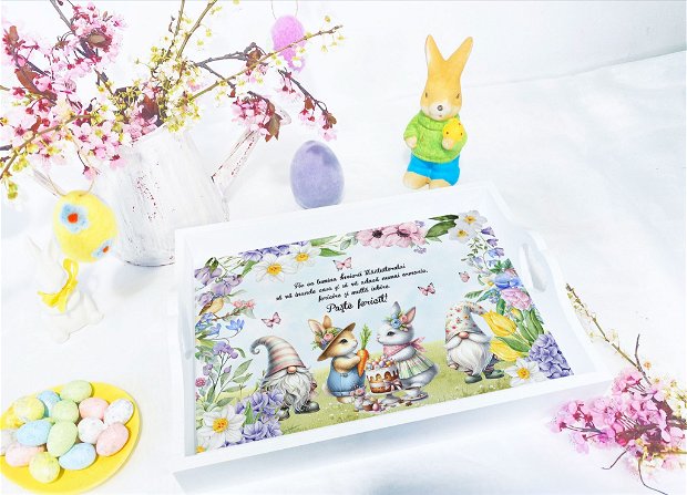 Tavita decorativa personalizata cu tematica de Paste - Spring Easter