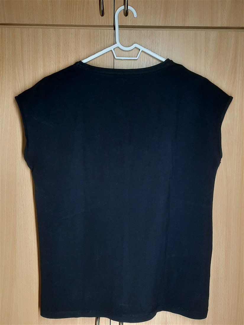 Tricou damă, "TU", negru cu imprimeu, mărimea M