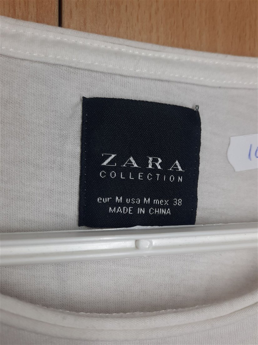 Tricou damă, "Zara", alb cu imprimeu, mărimea M