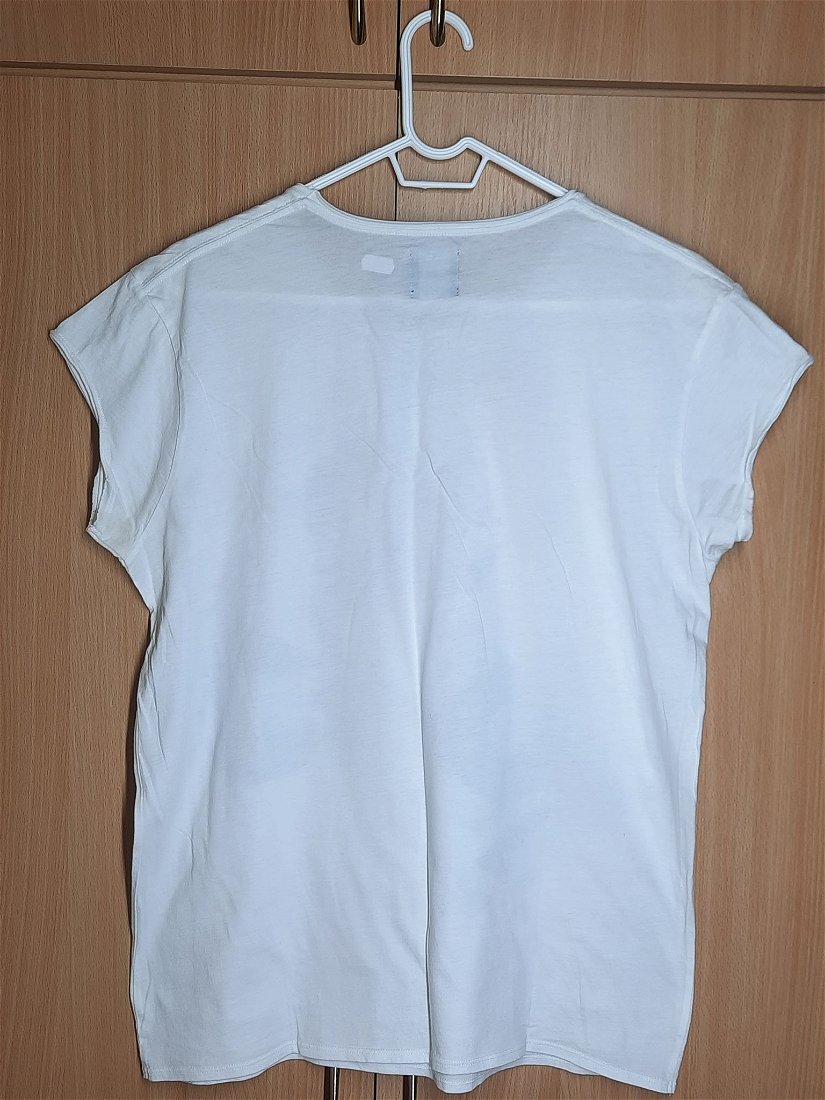 Tricou damă, "Zara", alb cu imprimeu, mărimea M