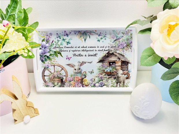 Tavita decorativa personalizata cu tematica de Paste - Cozy Easter