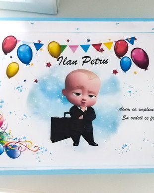 Tavita/set de mot baietel, baby boss si baloane colorate