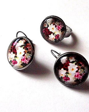 Set cu sticla cu motiv floral 45873