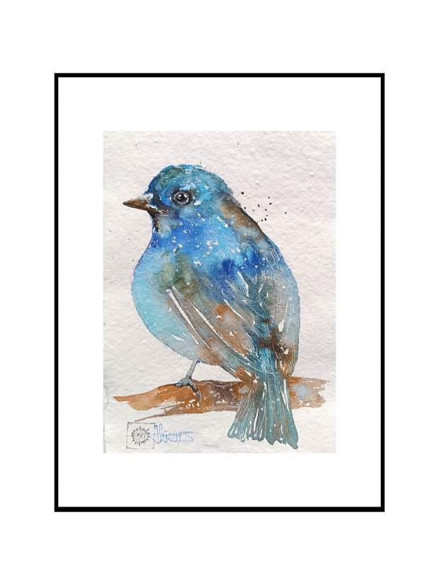 Tablou Sky BIRD - Pictura Originală în Acuarelă - Birds Collection