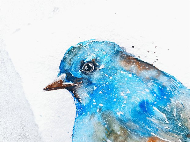 Tablou Sky BIRD - Pictura Originală în Acuarelă - Birds Collection