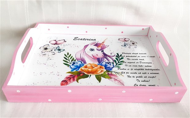 Tavita/set de mot pentru fetita, unicorn, roz