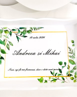 Tavita/set pentru mireasa, tema verde