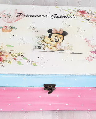 Cutie de trusou botez/mot Minnie cu ursulet