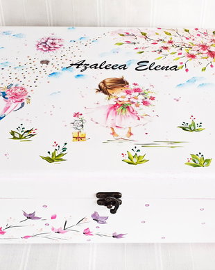 Cutie trusou botez/mot fetita si pomul inflorit