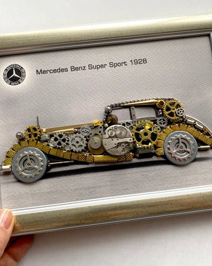 Mercedes Benz Super Sport 1928 Cod M 636・Tablou din piese si mecanisme vintage・Cadouri zi de nastere