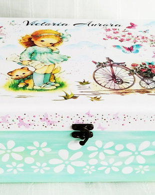 Cutie trusou botez/mot fetita cu bicicleta