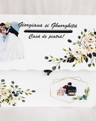 Cutie de dar tip căsuță cu miri romantici