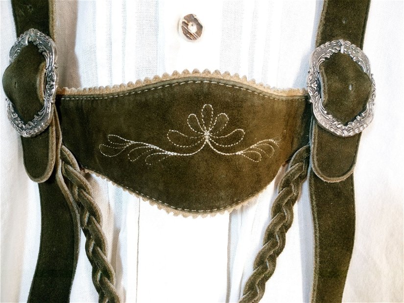 Bretele tradiționale bavareze din piele naturala întoarsă