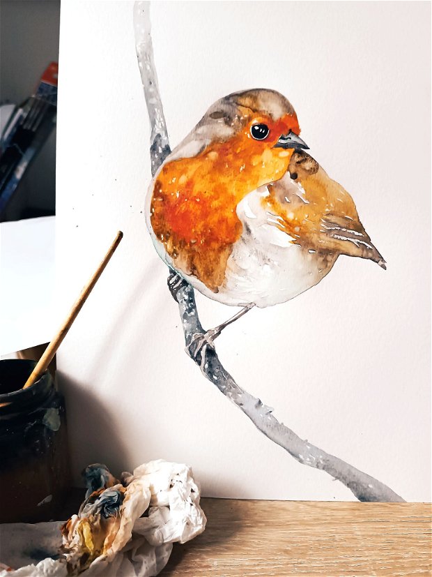 Tablou BIRDS Collection - Pictura Originală în Acuarelă