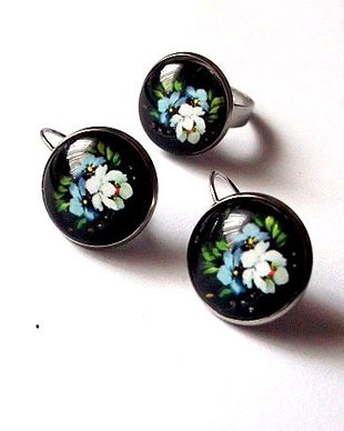 Set cu sticla cu motiv floral 45866