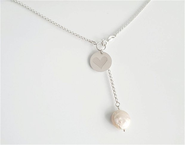Colier argint cu perla naturala | Love Drop |