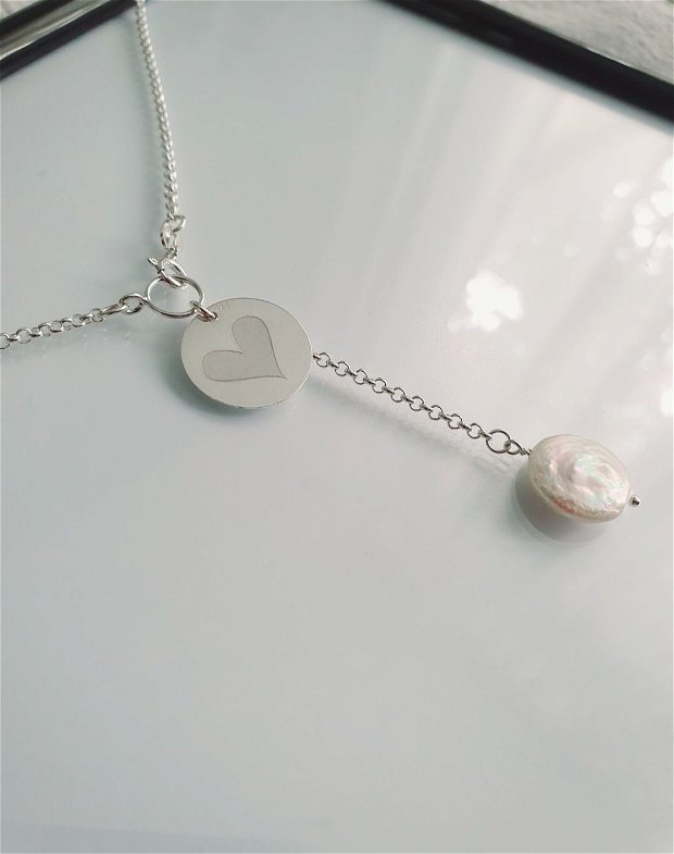 Colier argint cu perla naturala | Love Drop |